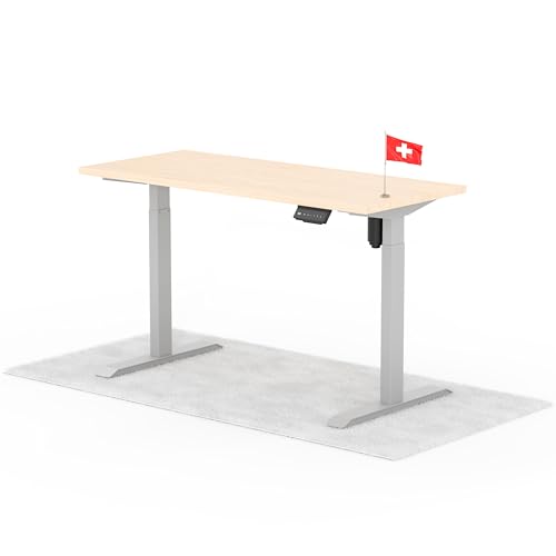 Standable ECO Höhenverstellbarer Schreibtisch 140 x 60 cm I elektrischer Office Table mit 3 Speicherstufen I Schreibtisch höheneinstellbar 70-115 cm I Büro-Tisch mit 1,8 cm Dicke von Standable