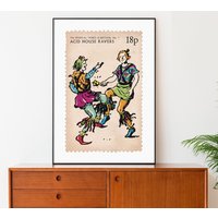 Acid House Ravers Poster, Humorvolle Parodie Sonderstempel Druck, 90Er Jahre Rave Dance Musik Philatelie Kunst, Briefmarken Sammeln Geschenkidee von StandardDesigns