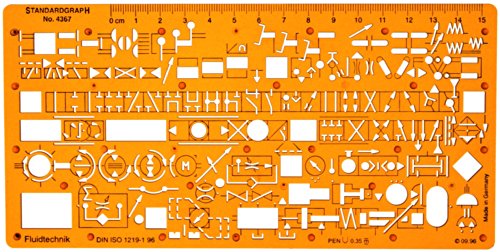 Hydraulik Pneumatik Fluidtechnik Flusssteuerung Schema Symbols Installation Schablone Zeichenschablone - Technisches Zeichnen von Standardgraph Germany