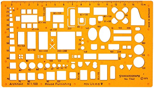 1:100 Architekt Schablone Zeichenschablone Möblierung - Innenarchitektur Technisches Zeichnen von Standardgraph