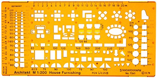 1:200 Architekt Schablone Zeichenschablone Möblierung - Innenarchitektur Technisches Zeichnen von Standardgraph