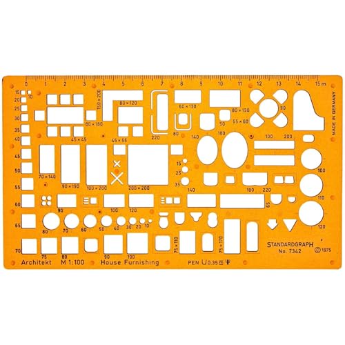 Standardgraph Architektur Schablone 1:100 - Möbel Zeichenschablone Innenarchitektur - Technisches Zeichnen von Standardgraph