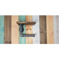 Gas Rohr Toilettenpapier Halter Und Holz Regal Gas Rohr Toilettenpapier Halter Und Holz Regal von StandingWaveWoodwork