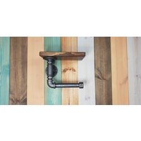 Gas Rohr Toilettenpapier Halter Und Holz Regal von StandingWaveWoodwork