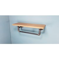 Regal Aus Massiver Eiche Mit Gas-Rohr-Schiene - Individuelle Länge Und Tiefe von StandingWaveWoodwork