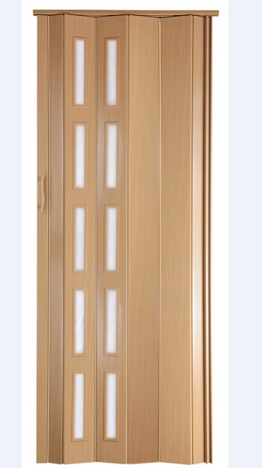 Standom Falttür Schiebetür Buche (Erle) Fenster H. 201 cm für Türbreite bis 94 cm st5 (1 Karton, 1-St., 1 Set), teils vormontiert von Standom
