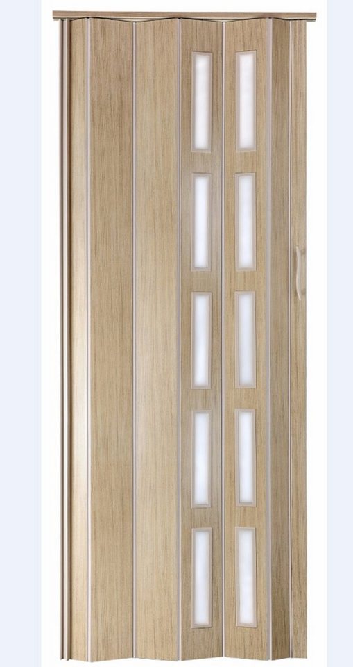 Standom Falttür Schiebetür Eiche hell Fenster H. 201 cm für Türbreite bis 94 cm st5 (1 Karton, 1-St., 1 Set), teils vormontiert von Standom