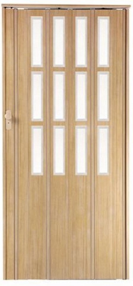 Standom Falttür Schiebetür Tür Eiche/Erle Fenster Schloss H.203cm Türbreite bis 100 cm (1 Karton, 1-St., 1 Set JS), teils vormontiert von Standom