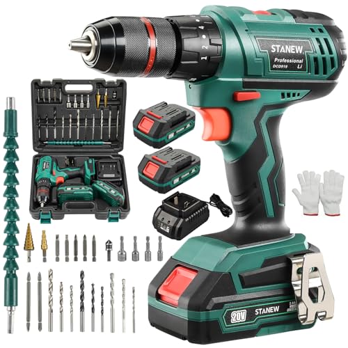 STANEW 3-in-1 Bohrschrauber-Set mit 20 V Li-Ionen-Akku, 13 mm Schnellspannbohrfutter, 18+3 Drehmoment, akku- & bohrschrauber mit 2 Akkus und Ladegerät ST-919 von Stanew