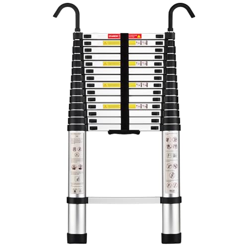STANEW Teleskopleiter Aluminium 4,4m,Rutschfester Klappleiter Stehleiter Mehrzweckleiter, Abnehmbare Armlehne, Ausziehbare Leiter, Multifunktional Ladder, Maximale Belastbarkeit 150 kg von Stanew