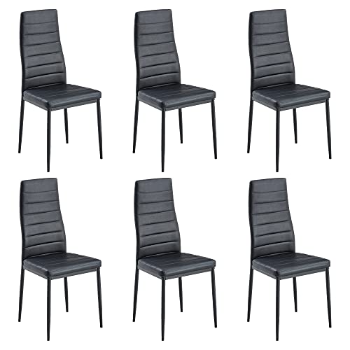 Stanew 6er Set Esszimmerstühle mit Gepolsterte Sitzfläche, Küchenstühle, Polsterstuhl (Schwarz) von Stanew