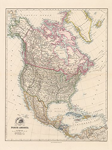 Stanfords Folio North America Map 1884 Leinwanddruck, Mehrfarbig, 60 x 80 cm von Stanfords