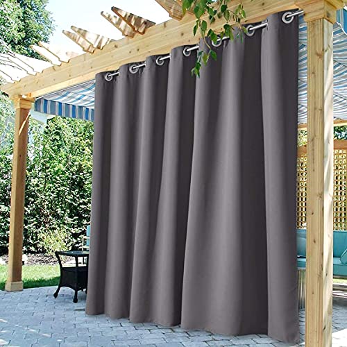 StangH Extrabreite Outdoor-Vorhänge, wasserdicht, für Innen- und Außenbereich, Verdunkelung, Thermo-Ösenvorhang, Paneele für Veranda, Schiebetür, 1 Panel, Grau, Breite 100 x Länge 213,4 cm von StangH