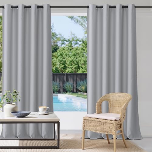 StangH Outdoor-Vorhänge, wasserdicht, deckende Verdunkelung, beschwert, wärmeisolierend, für Balkon/Lanai/Hütte, B 132,1 x L 213,4 cm, Silbergrau, 1 Paneel von StangH