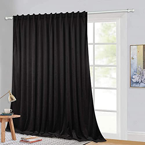 StangH Vorhänge für Schiebetür aus schwarzem Samt, 274,3 cm, Wohnzimmer, extrabreit, Verdunkelungsvorhänge für Esszimmer/Sitzbereich, schwarz, B 254 x L 274 cm, 1 Vorhang von StangH