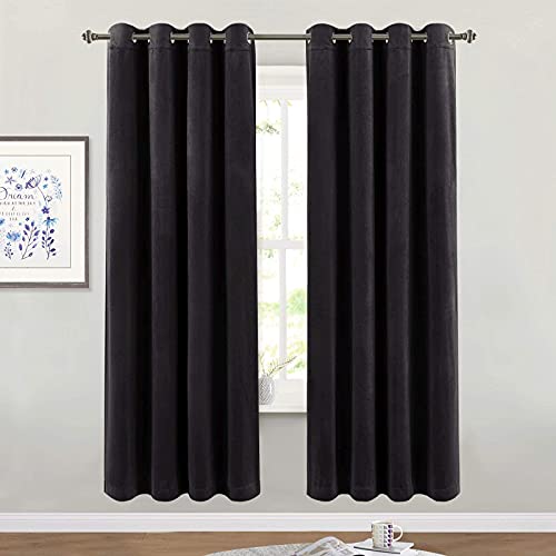 StangH Wohnzimmer Verdunkelung Samt Vorhänge,Thermoisolierte Fensterbehandlung Set mit 2 Paneelen, Sound Untere Privatsphäre Vorhänge für Schlafzimmer/Wohnheim/Keller, 132.1x182.9 cm, 2 Paneele von StangH