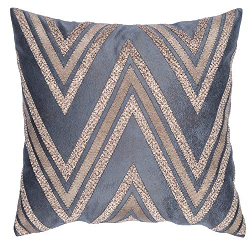 Stanley Hamilton, handgefertigte, dekorative Kissen, Samt-Touch Laserschnitt Stickerei Akzent Home Sofa Kissenbezug, 45 x 45 cm Marineblau/Nerz, 18 (W) x 18 (H) inches (Standard Cushion Size) von Stanley Hamilton