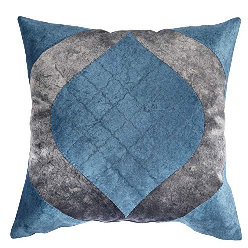 Stanley Hamilton, handgefertigte, dekorative Kissen, Velvet Touch Laser Cut Stickerei Akzent Home Sofa Kissenbezug (Standard, 45 x 45 cm) Blaugrün/Grau, (W) x 18 (H) inches Cushion Size von Stanley Hamilton