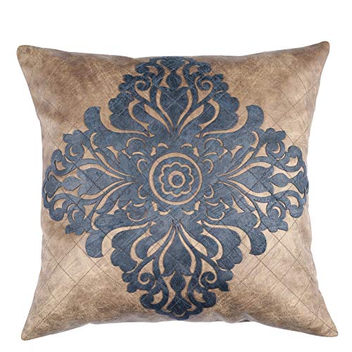 Stanley Hamilton, handgefertigte, dekorative Kissen, Velvet Touch Laser Cut Stickerei Akzent Home Sofa Kissenbezug (Standard, 45 x 45 cm) Nerz/Marineblau, (W) x 18 (H) inches Cushion Size von Stanley Hamilton