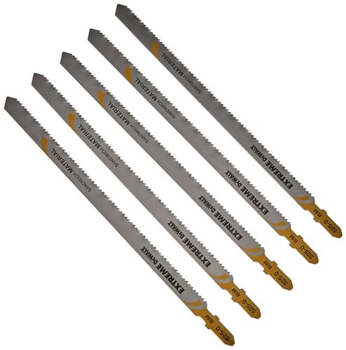 Dewalt Extreme Spezial-Stichsägenblatt DT2084 (180 mm Gesamtlänge, 148 mm Arbeitslänge, 2 mm Zahnteilung, max. Schnitttiefe: 120 mm, für Schnitte in Sandwichmaterialien und Stahlblechen), 5 Stück von DEWALT
