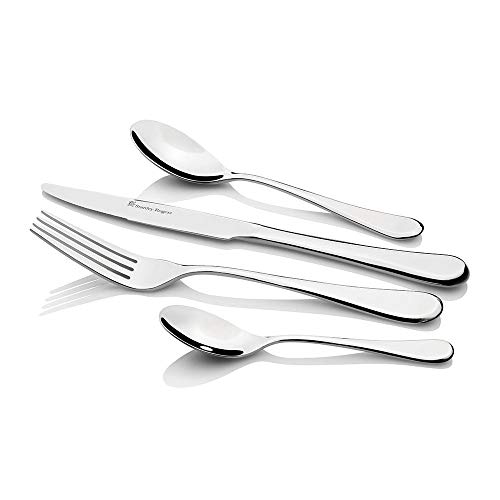 Stanley Rogers Besteckset 24tlg. CHELSEA, hochwertiges Tafelbesteck für 6 Personen, 6 edle Messer, Gabeln, Suppen- & Teelöffel in Premium-Geschenkbox verpackt (Farbe: Silber), Menge: 1 x 24er Set von Stanley Rogers