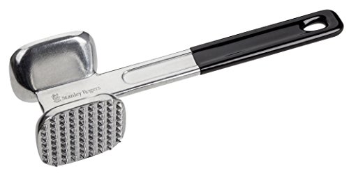 Stanley Rogers Fleischklopfer 26 cm, Fleischhammer mit Softtouch-Griff und Funktionsteil aus Aluminium, Schnitzelklopfer mit genoppter und Flacher Seite (Farbe: Silber/Schwarz), Menge: 1 Stück von Stanley Rogers
