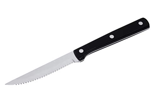 Stanley Rogers Steakmesser BISTRO, hochwertige Pizzamesser mit feiner Wellenschliff-Klinge, Kunststoff-Griff poliert und vernietet, Messer in Geschenk Box (Farbe: Silber), Menge: 1 x 6er Set von Stanley Rogers