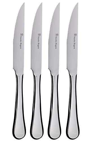 Stanley Rogers Steakmesser CHELSEA, hochwertige Pizzamesser mit feiner Wellenschliff-Klinge, aus geschmiedetem rostfreiem Edelstahl, Messer in Premium Geschenk Box (Farbe: Silber), Menge: 1 x 4er Set von Stanley Rogers