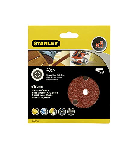 5 Discos ø 125 mm. Para lijadora rotorbital von Stanley