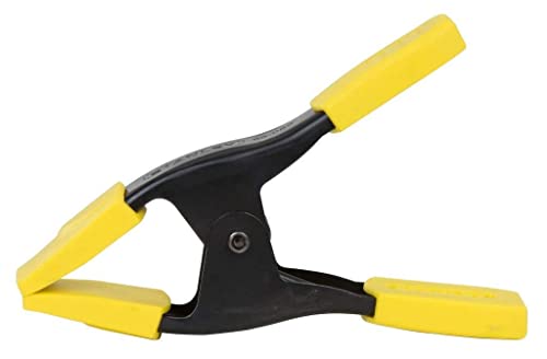 Stanley 9-83-080 Federzwinge Metall (50 mm Spannweite, 198 g, stabiles Metallprofil für Stärke + Haltbarkeit, Schutzkappem zum Schutz vor Kratzern und Beschädigungen), Yellow/Black von Stanley