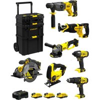Stanley - FatMax Kit SVK702 (SFMCH900 + SFMCG400 + SFMCD711 + SFMCF800 + SFMCS500 + SFMCS600 + SFMCS300 +3x2,0Ah+Ladegerät +Caddy) von Stanley