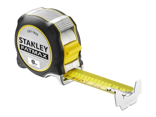 STANLEY FATMAX Bandmaß XTREME 8m (mit integrierter Fingerbremse, Band 16cm mit BLADEAMOR-Überzug, extra großer Haken, beidseitig bedrucktes Band, stabiles Bi-Material Gehäuse) FMHT38217-0 von Stanley