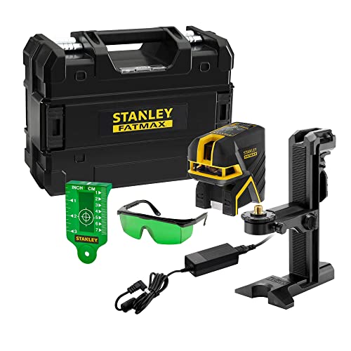 Stanley FatMax Kreuzlinien- und 5-Punktlaser grün FMHT77598-1 (selbstnivellierend, mit grüner Diode, Genauigkeit: 3mm/10m, mit Pulsmodus für Empfänger, IP54, inkl. Koffer, Ladegerät und Zubehör), Schwarz/Gelb von FatMax