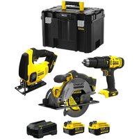 Stanley - FatMax Kit SVK303 (SFMCS600 + SFMCS500 + SFMCD711 + 2 x 4,0 Ah + Ladegerät + tstak vi) von Stanley