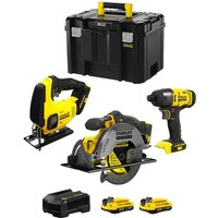 Stanley - FatMax Kit SVK304 (SFMCS600 + SFMCS500 + SFMCF800 + 2 x 2,0 Ah + Ladegerät + tstak vi) von Stanley