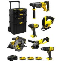 Stanley - FatMax Kit SVK600 (SFMCH900 + SFMCG400 + SFMCD711 + SFMCF800 + SFMCS500 + SFMCS600 + 3 x 2,0Ah + Ladegerät + Caddy 3in1) von Stanley