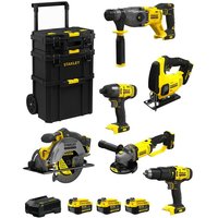 Stanley - FatMax Kit SVK601 (SFMCH900 + SFMCG400 + SFMCD711 + SFMCF800 + SFMCS500 + SFMCS600 + 3 x 4,0Ah + Ladegerät + Caddy 3in1) von Stanley