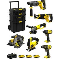 Stanley - FatMax Kit SVK704 (SFMCH900 + SFMCG400 + SFMCD720 + SFMCF800 + SFMCS500 + SFMCS600 + SFMCS300 +3x2,0Ah+Ladegerät +Caddy) von Stanley