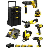 Stanley - FatMax Kit SVK706 (SFMCH900 + SFMCG400 + SFMCD711 + SFMCF800 + SFMCS500 + SFMCS600 + SFMCW220 +3x2,0Ah+Ladegerät +Caddy) von Stanley