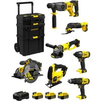 Stanley - FatMax Kit SVK709 (SFMCH900 + SFMCG400 + SFMCD711 + SFMCF800 + SFMCS500 + SFMCS600 + SFMCE500 +3x4,0Ah+Ladegerät +Caddy) von Stanley