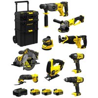 FatMax Kit SVK901 (SFMCH900+SFMCG400+SFMCD711+SFMCF800+SFMCS500 +SFMCS600+SFMCW220+SFMCS300+SFMCE500+ 3 x 4,0Ah + Caddy) - Stanley von STANLEY FATMAX