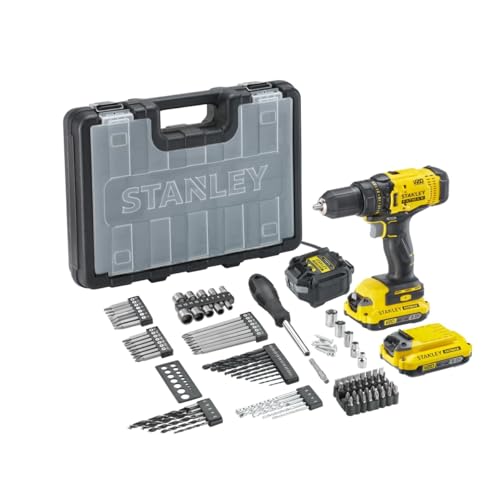 STANLEY Fatmax V20 Bohrmaschine 18 V mit 2 Akkus 2 Ah + 100 Zubehör - Integrierte LED-Anzeige, Schnellspannbohrfutter STANLEY Fatmax V20 Bohrmaschine 18 V mit 2 Akkus 2 Ah + 100 Zubehör - Integrierte LED-Anzeige, Schnellspannbohrfutter von Stanley
