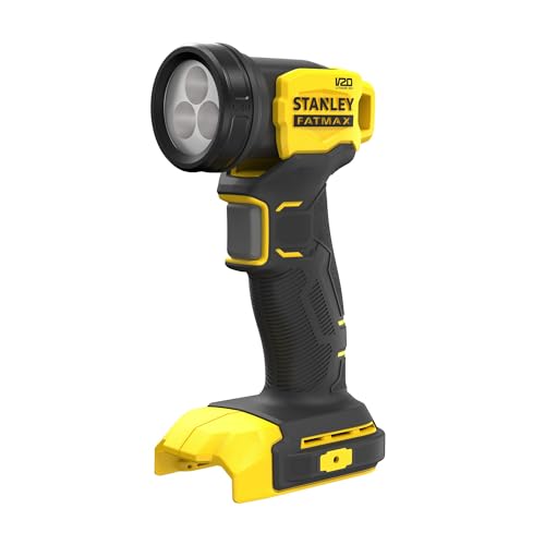 Stanley FatMax Akku-Arbeitslampe SFMCL020B (kompakt, robust und leicht, mit vertikal schwenkbarem Kopf, 3 LEDs mit 140 Lumen, sicherer Stand, Lieferung ohne Akku und Ladegerät) von Stanley - FatMax