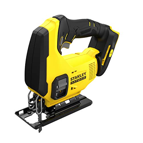 Stanley FatMax 18V Akku-Pendelhub-Stichsäge SFMCS600B (zwei Pendelhubstufen, variable Hubzahl, werkzeuglose Blattaufnahme, Gebläse, inkl. Holz-Sägeblatt, Lieferung ohne Akku und Ladegerät) von Stanley - FatMax