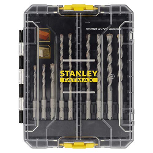 Stanley FatMax 9-tlg. SDS-plus Steinbohrer-Set STA88562 (Premium Bohrer von 5-12 mm SDS Plus-Bohrer, 110 mm + 160 mm Länge, im handlichen ToughCase) von Stanley