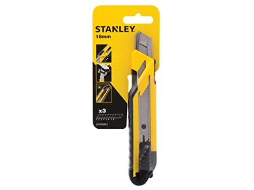 Stanley Cutter „Comfort Cut“ STHT10266-0 (18 mm Klingenbreite, mit Klingenschieber & Edelstahl-Klingenführung, integrierter Klingenbrecher, inkl. 3 Abbrechklingen) von Stanley