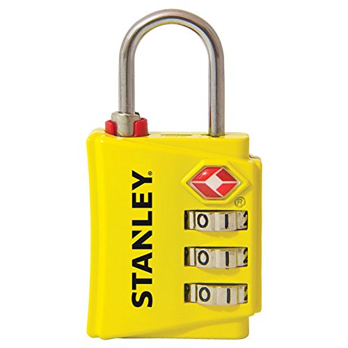 Stanley TravelMax TSA Zahlenschloss 30mm gelb Sicherheitsindikator 3-stellig S742-056, Schloss, Bügelschloss von Stanley