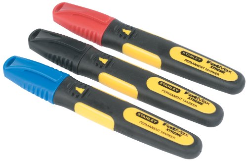 Stanley 47-315 Permanentmarker FatMax mit breiter Spitze, schwarz/rot/blau (3er Pack) von Stanley