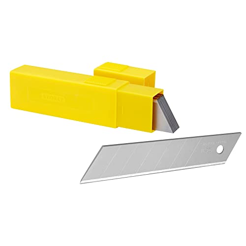 Stanley Abbrechklingen für Cuttermesser 1-11-325 (25 mm, gerade Schneide mit 7 abbrechbaren Segmenten, 0,55 mm Schneidstärke, 110 mm Klingenlänge, 20 Stück in einer Box) Silber von Stanley