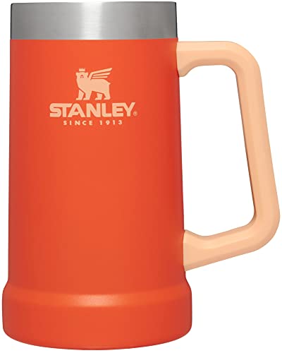 STANLEY Adventure Big Grip Bierkrug, 680 ml, Edelstahl-Bierkrug, doppelwandige Vakuumisolierung, Tigerlily von STANLEY
